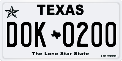 TX license plate DOK0200