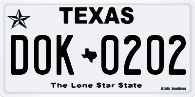 TX license plate DOK0202