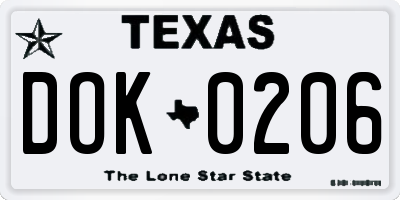 TX license plate DOK0206