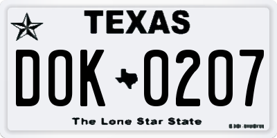 TX license plate DOK0207