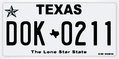 TX license plate DOK0211