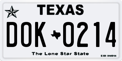 TX license plate DOK0214