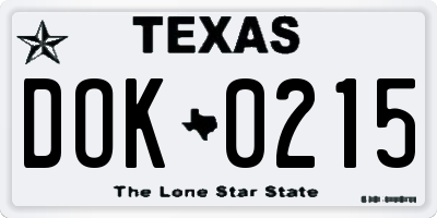 TX license plate DOK0215