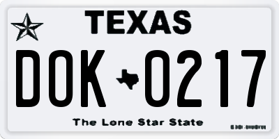 TX license plate DOK0217
