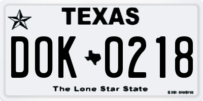 TX license plate DOK0218