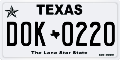 TX license plate DOK0220