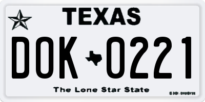 TX license plate DOK0221