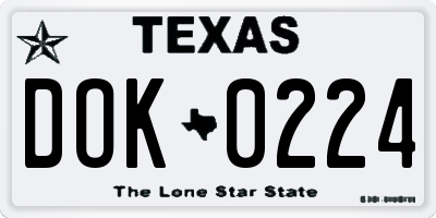 TX license plate DOK0224