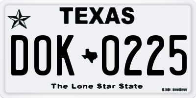TX license plate DOK0225