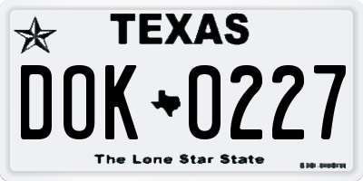 TX license plate DOK0227
