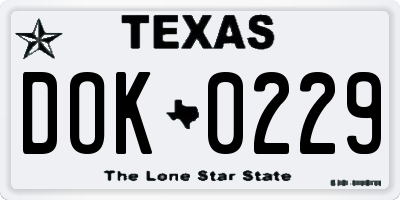 TX license plate DOK0229