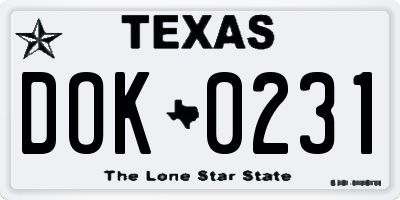 TX license plate DOK0231