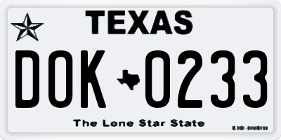 TX license plate DOK0233
