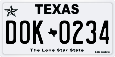 TX license plate DOK0234