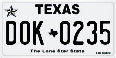 TX license plate DOK0235
