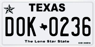 TX license plate DOK0236