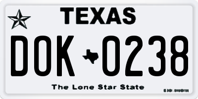 TX license plate DOK0238