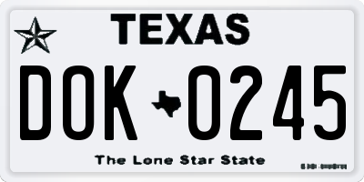 TX license plate DOK0245