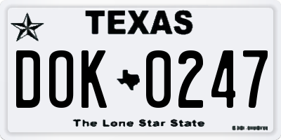 TX license plate DOK0247