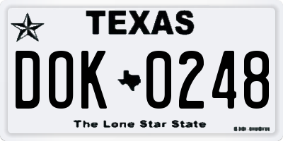 TX license plate DOK0248