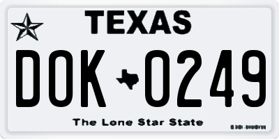 TX license plate DOK0249