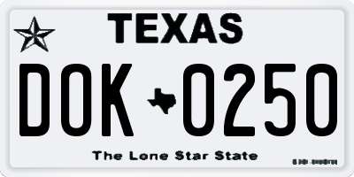 TX license plate DOK0250
