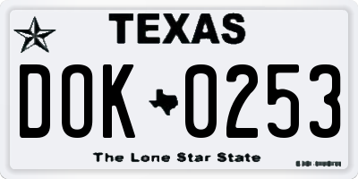 TX license plate DOK0253