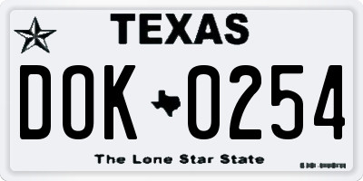 TX license plate DOK0254
