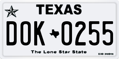 TX license plate DOK0255
