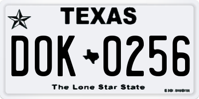 TX license plate DOK0256
