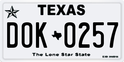 TX license plate DOK0257