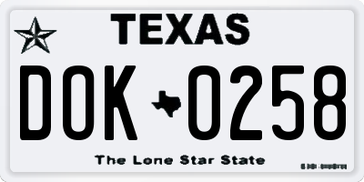 TX license plate DOK0258
