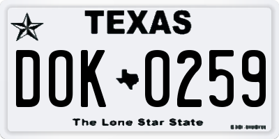 TX license plate DOK0259