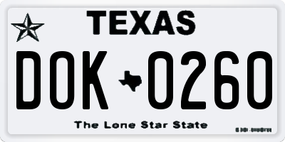 TX license plate DOK0260