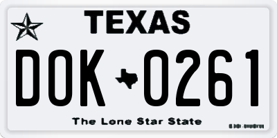 TX license plate DOK0261