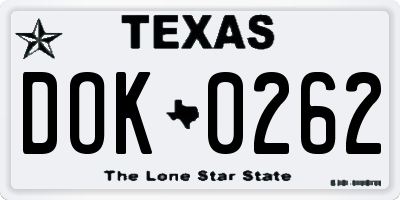 TX license plate DOK0262