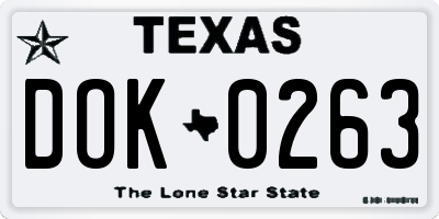 TX license plate DOK0263