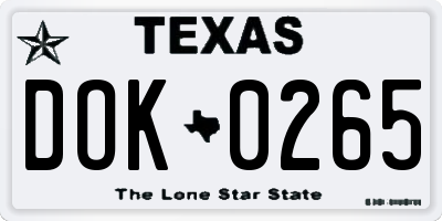 TX license plate DOK0265
