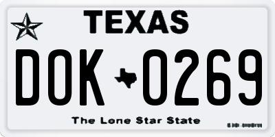TX license plate DOK0269