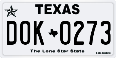 TX license plate DOK0273