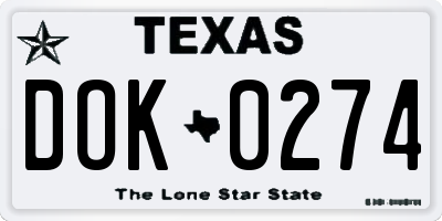 TX license plate DOK0274