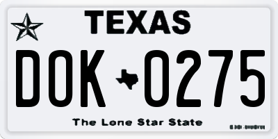 TX license plate DOK0275