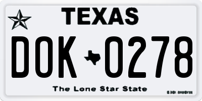 TX license plate DOK0278
