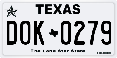 TX license plate DOK0279