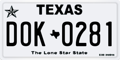 TX license plate DOK0281
