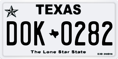 TX license plate DOK0282