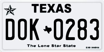 TX license plate DOK0283