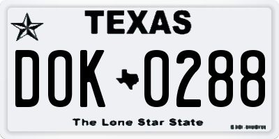 TX license plate DOK0288