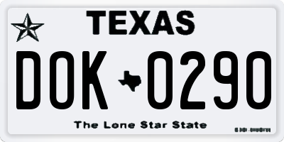 TX license plate DOK0290