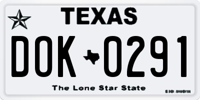 TX license plate DOK0291